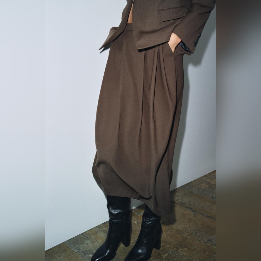 NWOT Zara Brown Maxi Skirt